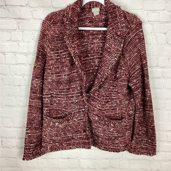 Chicos Knit One Button Blazer Jacket Career‎ sz 3 L, GUC - Picture 1 of 5